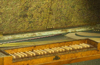 Clavichord süddeutsch ca. 1750/70, Detail Clavichord süddeutsch ca. 1750/70, Detail